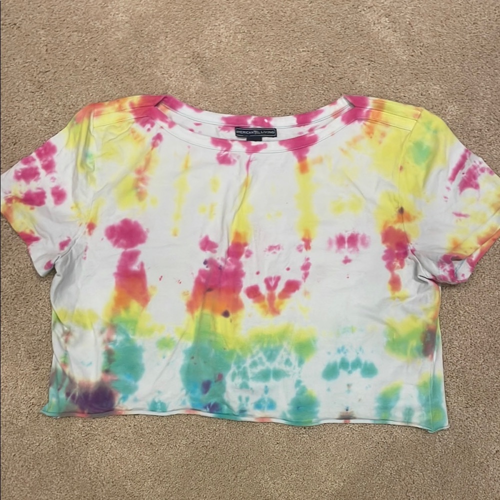 American Living women’s cropped tie dyed tshirt, size XL